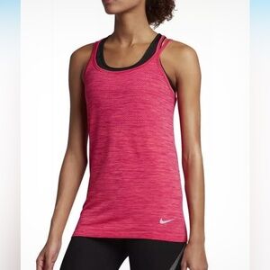 Nike Dri Fit Fuschia Pink Fitted Sleeveless Athletic Running Tank Top Small EUC